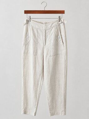 Athleta 100% Linen Utility Pants | Adjustable Waist | Size 8 Fits 4–8